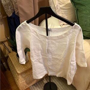 Elegant White Linen Women's Top
